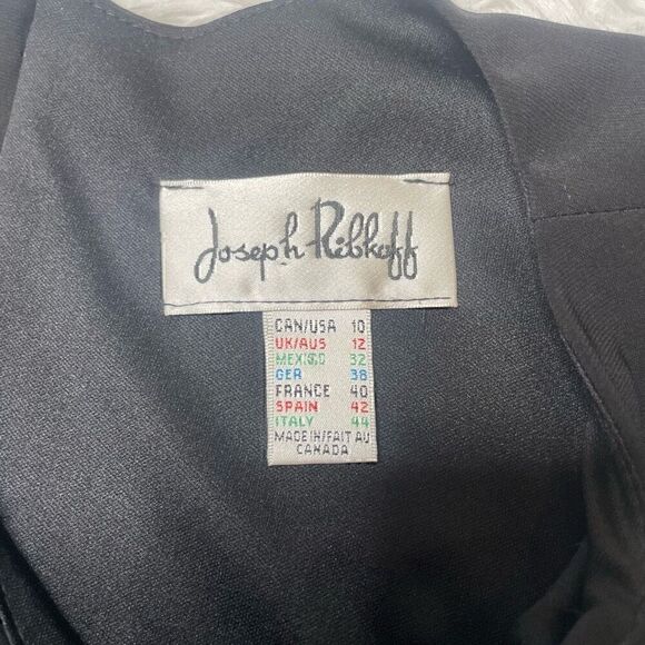 Joseph Ribkoff Black Dress Button Sleeveless Short Mini Size 10 Faux Wrap Stretc - Picture 6 of 12